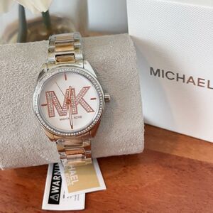 NWT Michael Kors Janelle Silver‎ Dial Two Tone Watch MK7383